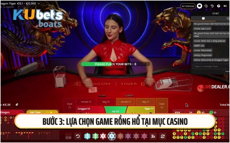 Bước 3: Lựa chọn game Rồng hổ tại mục Casino